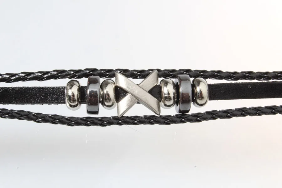 Бесплатная доставка 1 шт. Мода панк кожа ручная работа браслет из бусин