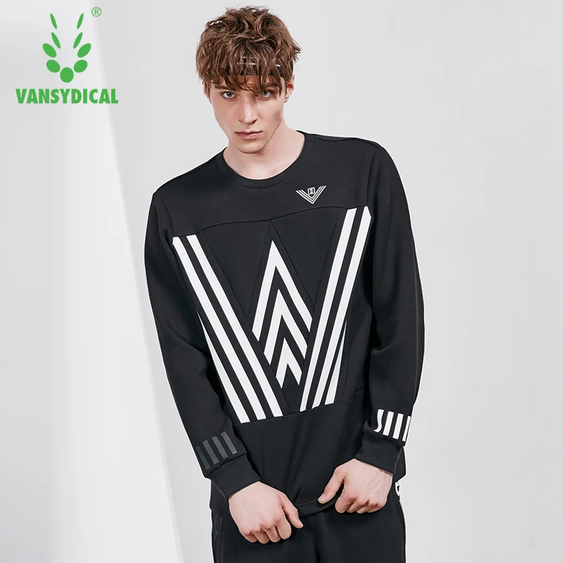 Vansydical Autumn Winter Fitness Running Sports Tops Men's Cotton Printed Long Sleeve Pullovers Workout Training Sweatshirts | Спорт и