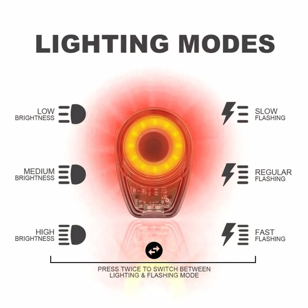 Smart Велосипедный Спорт фонарь зарядка через USB Детская безопасность сигнальная