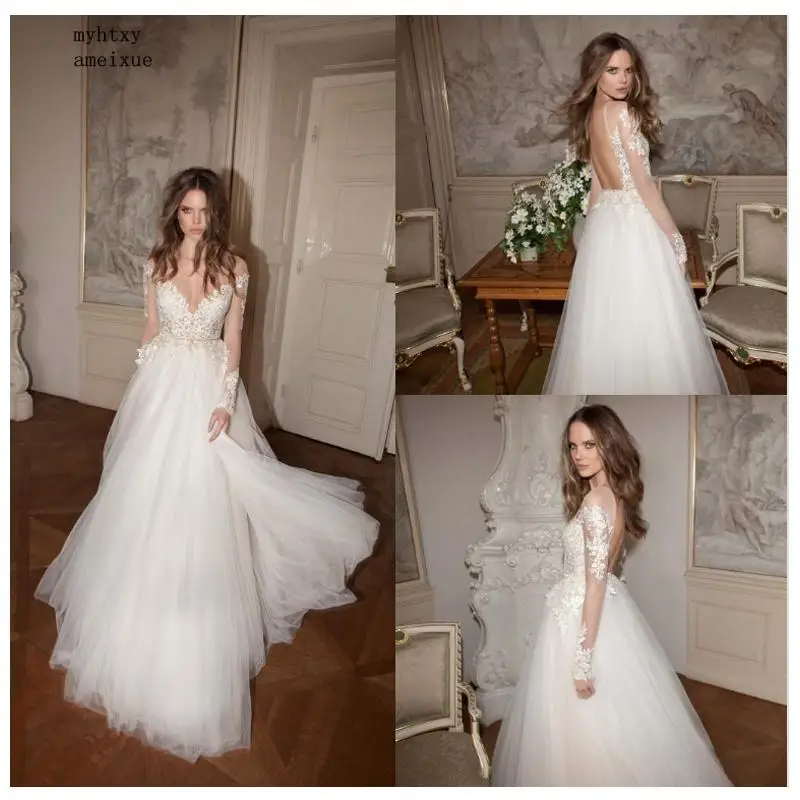 Дешевое свадебное платье с длинными рукавами 2020 пляжный тюль для платья невесты