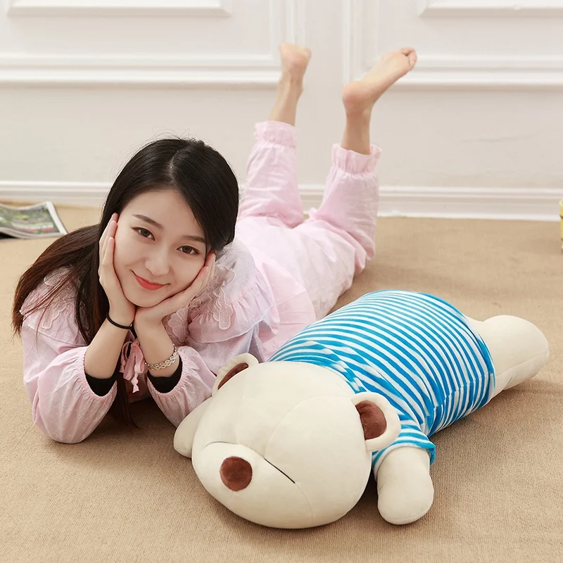 Kawaii лежащий медведь подушка мягкие плюшевые игрушки милая стежка кукла животные