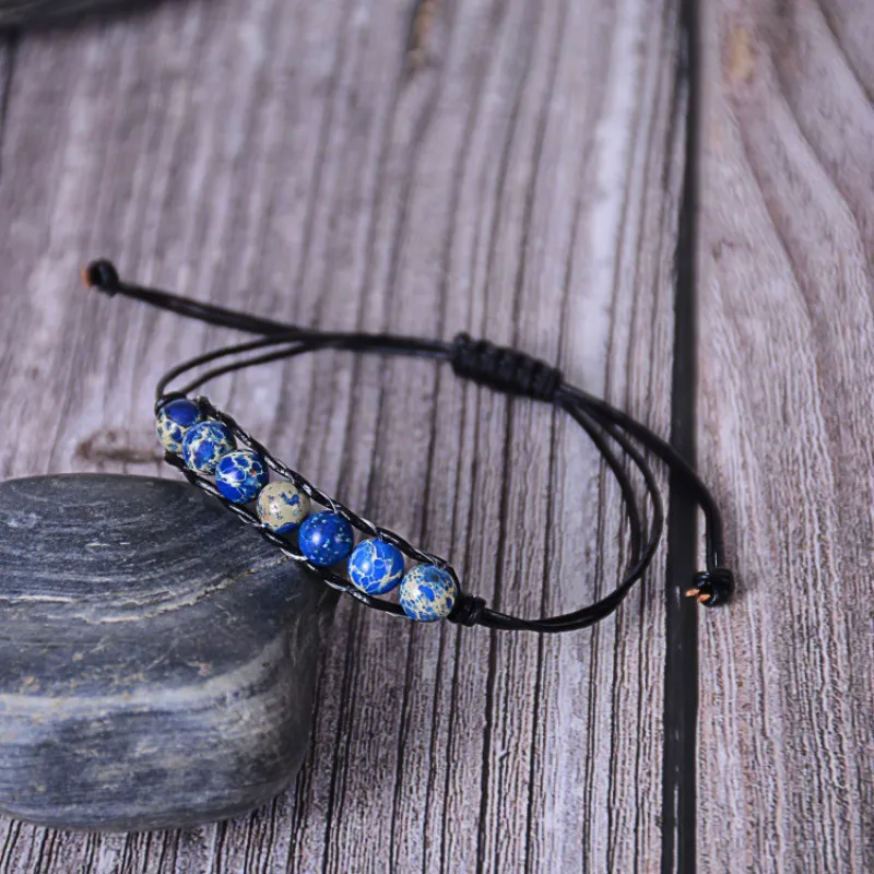 Уникальный кожаный браслет King Stone Bead оптовая продажа плетеный ручной работы в