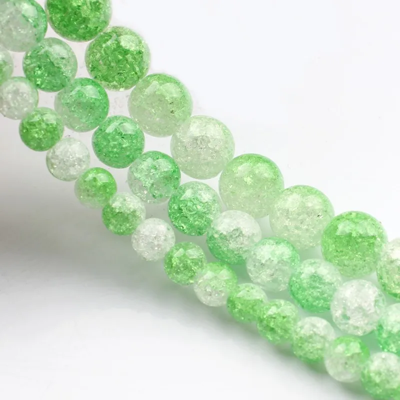 Natural Stone White Green Cracked Quartz 6 8 10mm Round Loose Beads for Jewelry Making Diy Bracelet Necklace 15 Inch Wholesale | Украшения