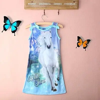 Free shopping 2016 New summer dress horse Dress girls clothes printing sleeveless kids Clothes vestidos infantis | Детская одежда и