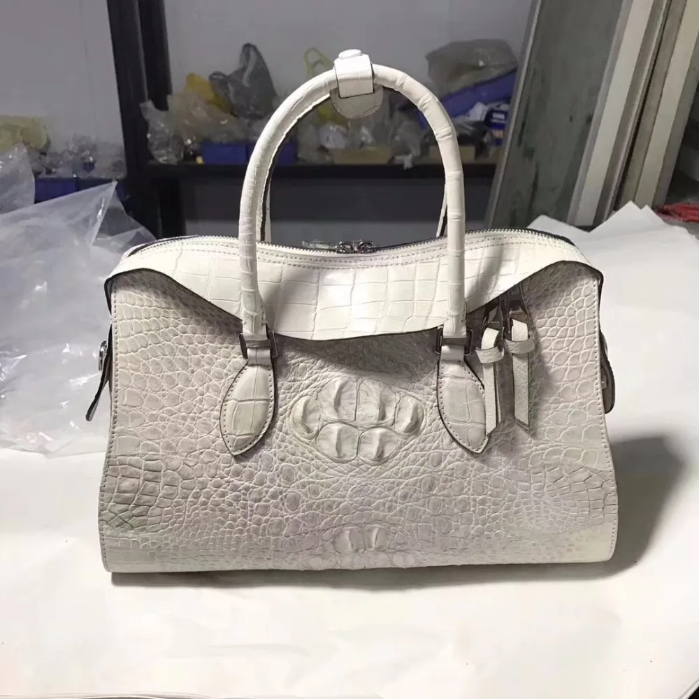 Женская сумка из 100% натуральной крокодиловой кожи через плечо женская белого