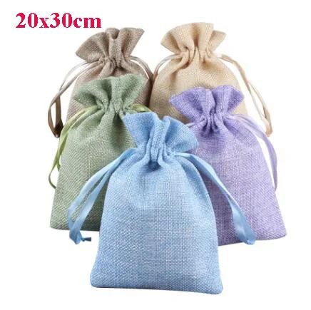 

10 Pcs/lot 20x30cm Big Size Natural Burlap Jute Gift Package Bag Sackcloth Linen Bags Pouches Can Custom-made Printed Logo