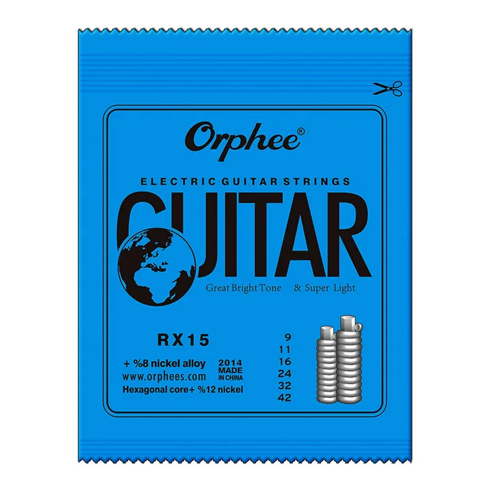 RX15 Orphee гитарные струны серии RX, набор струн для электрогитары, практичный шестигранный набор из углеродистой стали для 6 шт., струны, аксессуары для гитары - Цвет: RX15