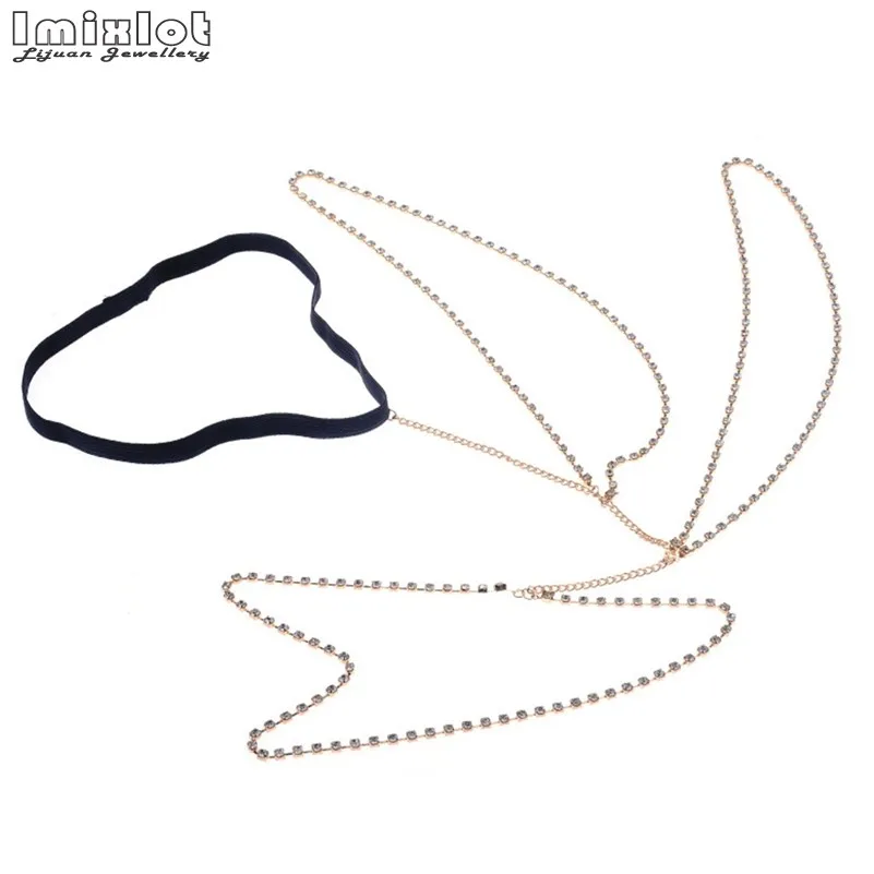 Fashion Multi-layer Rhinestone Thigh Leg Chain Bikini Beach Harness Summer Women Body Jewelry BAP0054 - Окраска металла: Gold