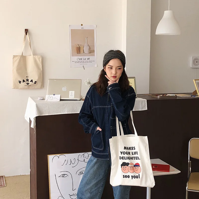 Новинка женские сумки Youda простые тоут на плечо с мультяшным принтом вместительные холщовые для