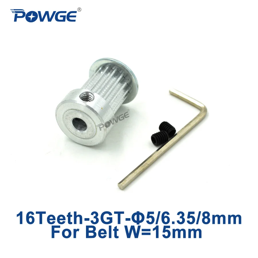 Зубчатый шкив 3GT POWGE 1 шт. 16 зубьев отверстие 5/6 35/8 мм для ширины 15 GT3 3MGT синхронный