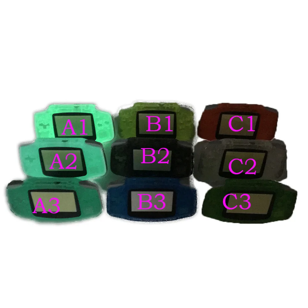 Зеленый и синий чехол для Gameboy Advance светится в темноте пластиковый корпус с