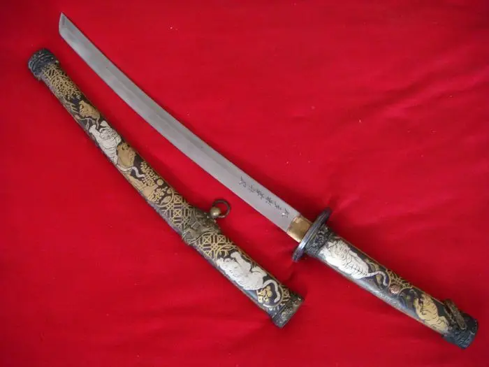 S541 японский самурайский меч катана ручной работы Медные ножны с тигром