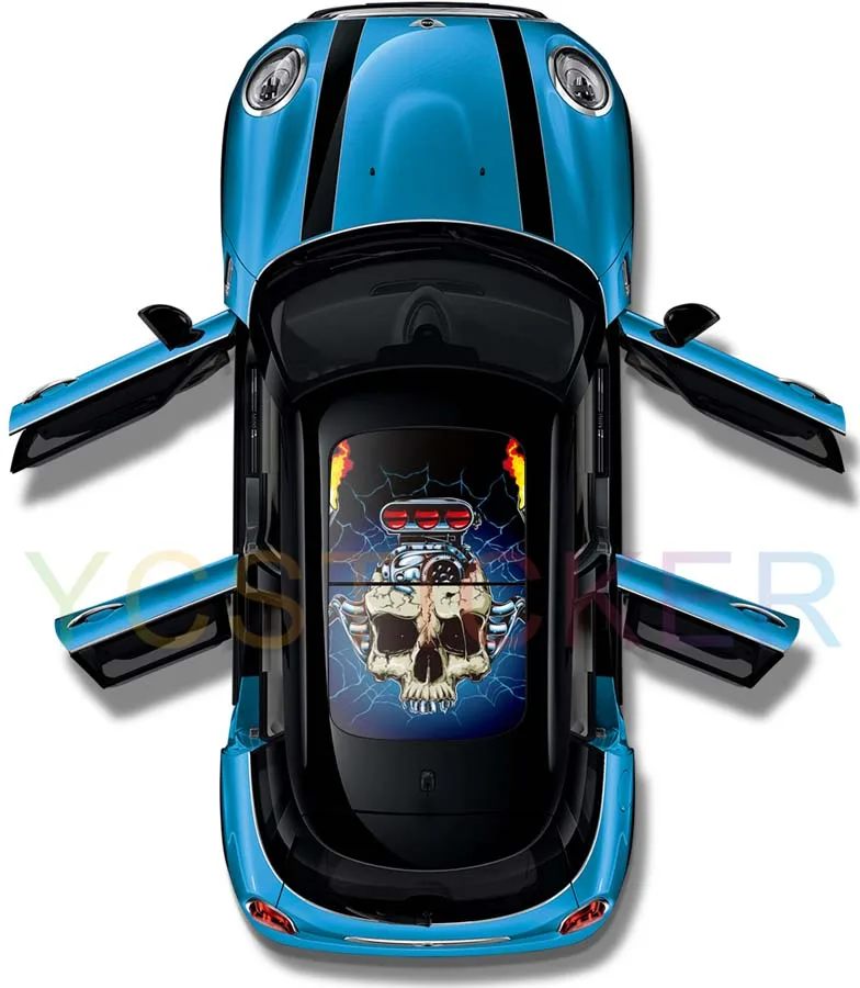 С прикольным череп голова графика автомобиль панорамная крыша стикер