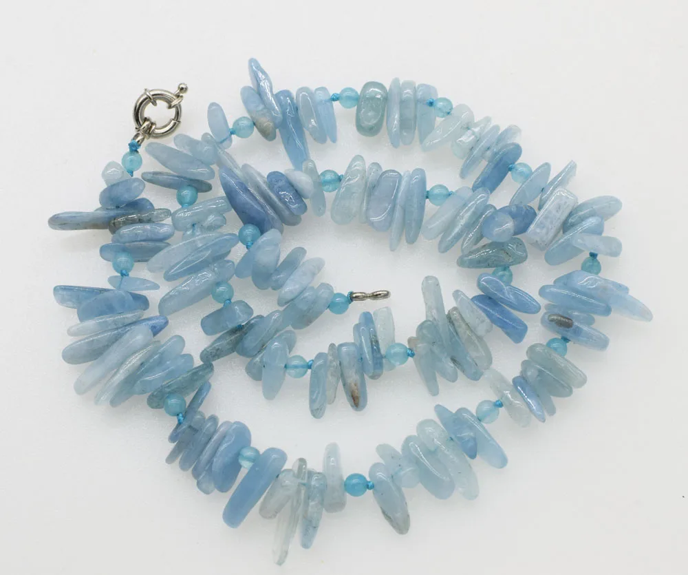

aquamarine blue baroque branch 10-16mm necklace 19inch wholesale nature beads FPPJ gemstone
