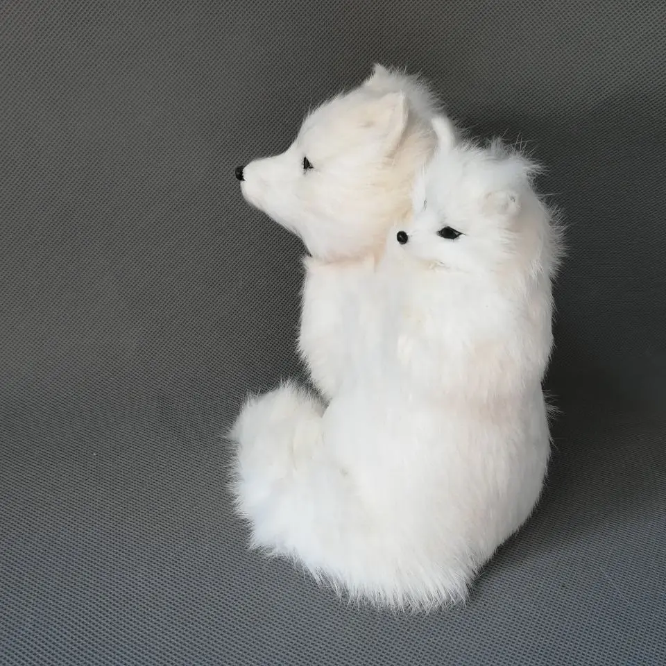 real life toy large 18x16cm white fox model polyethylene&ampfurs taking baby handicraft home decoration gift b0188 | Игрушки и хобби