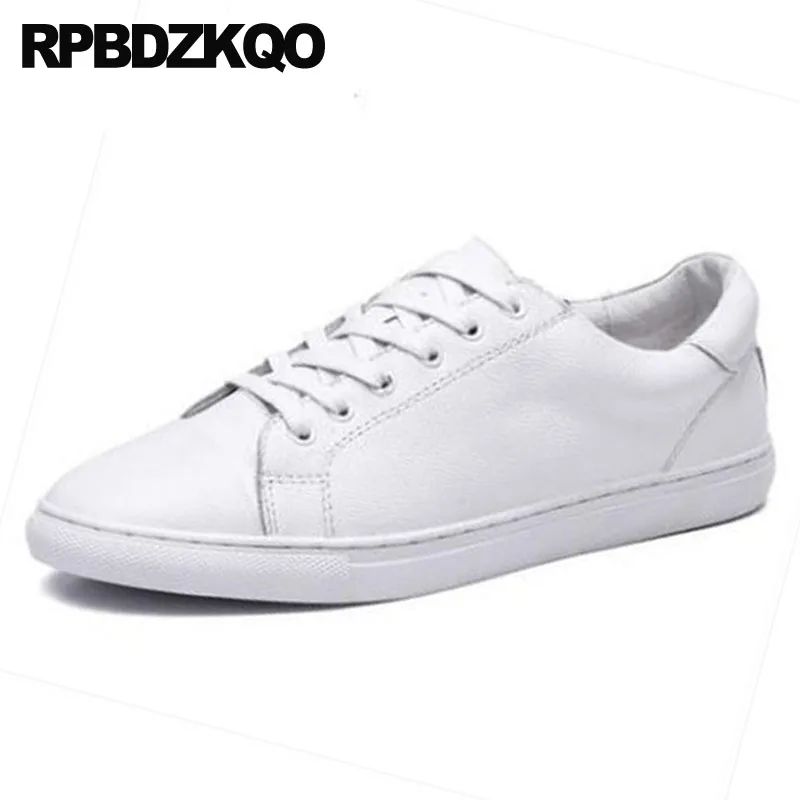 Real Leather Cowhide Luxury Brand Shoes Men Casual Embroidery White Spring High Quality Genuine Skate Rubber Sneakers Trainers |