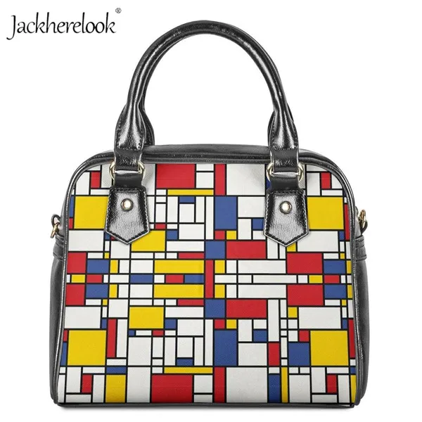 HX380DL Jackherelook женская сумка Mondrian, цветная, художественная, с принтом, кожаная, на плечо, маленькая сумка, фирменный дизайн, через плечо, сумка-мессенджер, клатч - Цвет: HX380DL