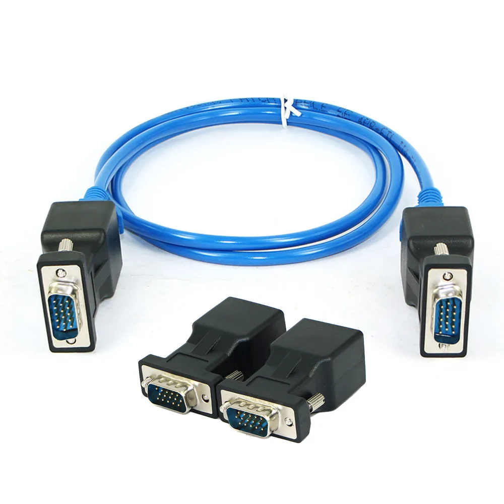 Del 1 пара VGA Extender Мужской Женский к LAN RJ45 CAT5 CAT6 20 M Адаптер для сетевого кабеля TD915