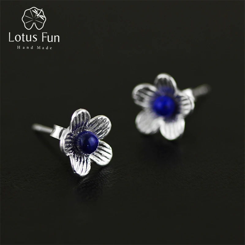 Женские серьги гвоздики в форме цветка Lotus Fun оригинальные ручной работы из