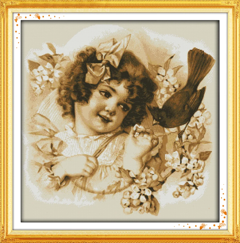 Joy Sunday R321R334R359R367 (1) R367 (2) 14CT 11CT Счетный и штампованный домашний Декор девочка кошка