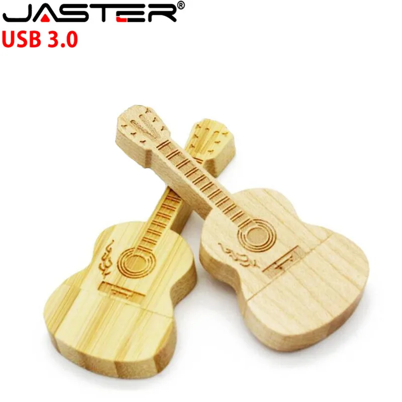 JASTER USB 3 0 (бесплатный логотип на заказ) ручка-накопитель в форме гитары деревянная