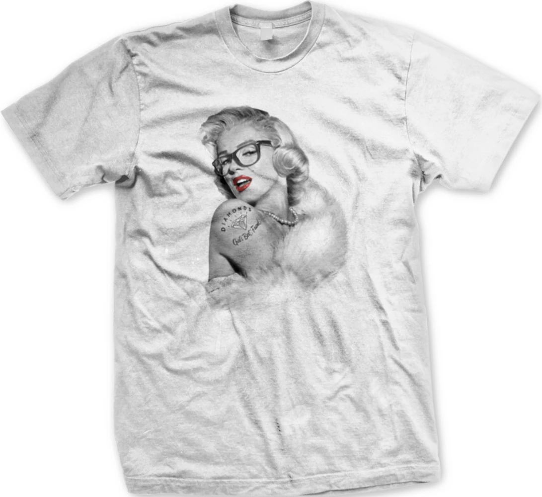 Мэрилин очки тату хипстер значок Легенда Кино звезда Мужская футболка крутая