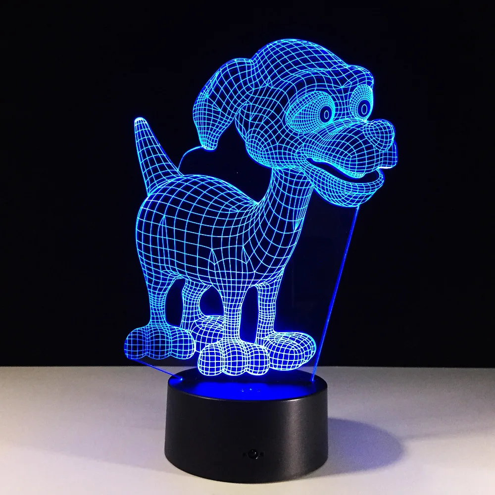 Мультяшная собака 3D Акриловый ночник USB подсветка для сна 7 цветов меняющая