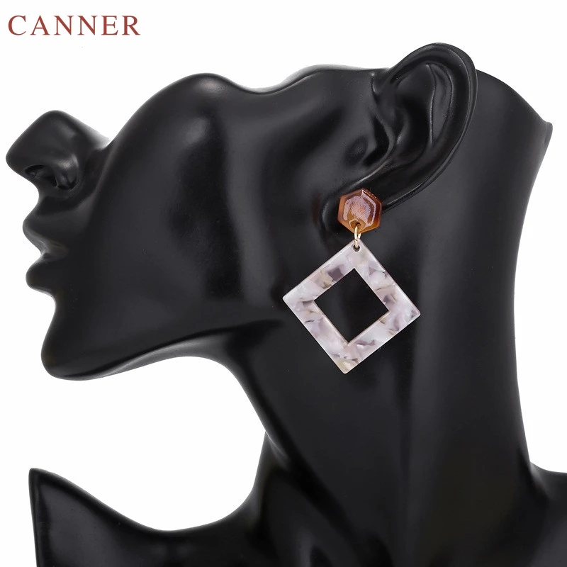 Женские ромбовидные геометрические серьги винтажные акриловые Висячие для