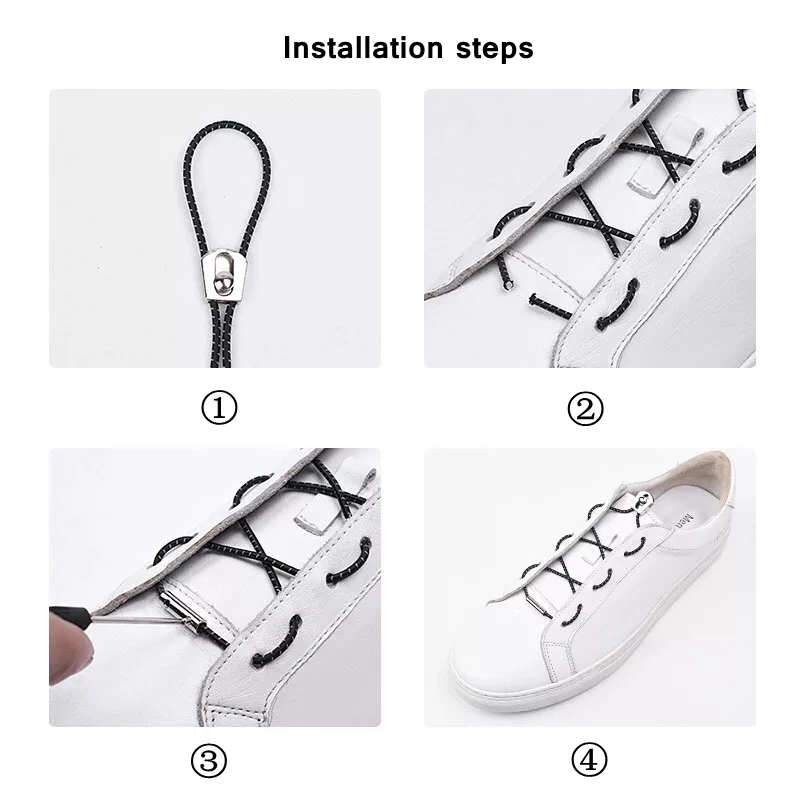 1 Pair New Elastic Shoelaces No Tie Shoe Laces Round Kids Adult Quick Locking Shoelace Outdoor Leisure Sneakers Lazy Lace