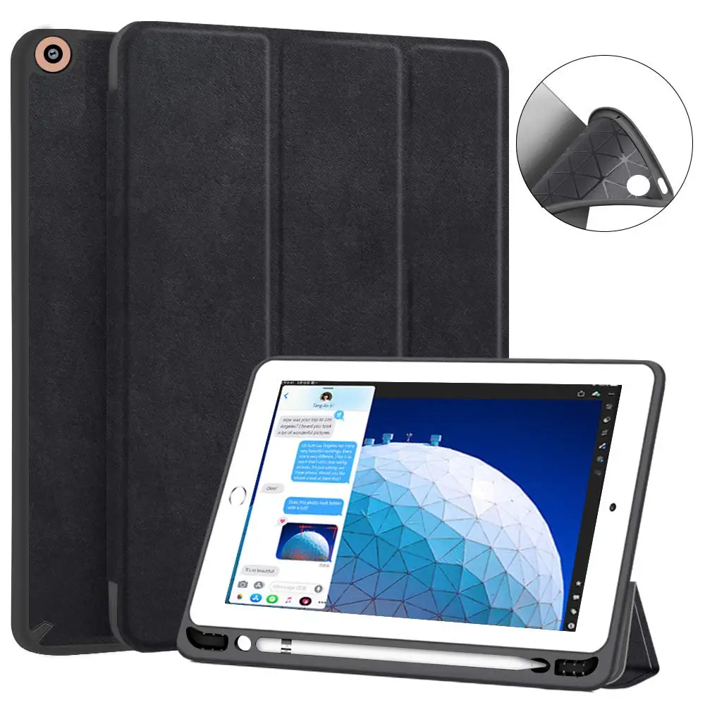 case-black Для нового iPad Air 3 10,5 чехол Bluetooth клавиатура W Карандаш держатель Стенд мягкий чехол для iPad Air 3 10,5 Pro 10,5 чехол клавиатура - Цвет: case-black