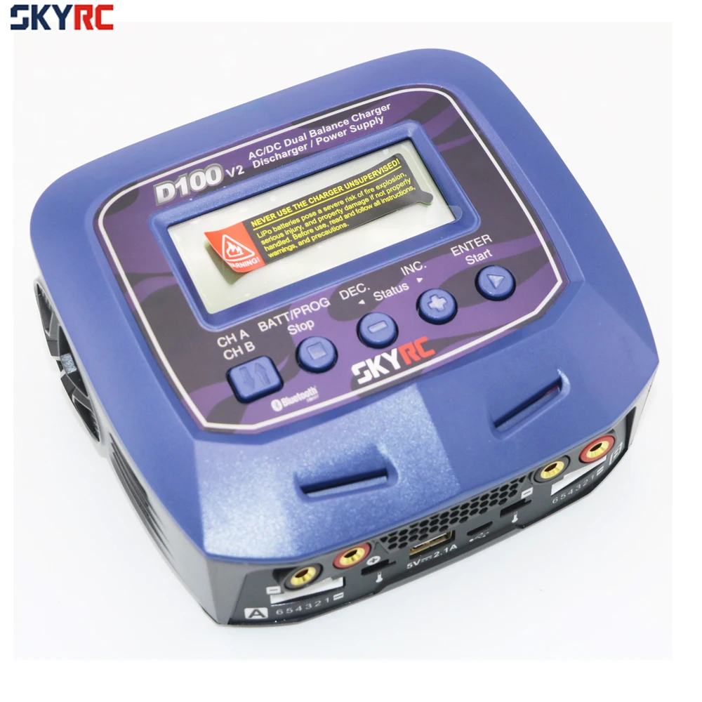 Skyrc D100 V2 Зарядное устройство двухканальный AC/DC LiPo 1-6s 2x100 Вт двойной с Bluetooth баланс зарядное устройство разряда для Lipo литий-ионный аккумулятор