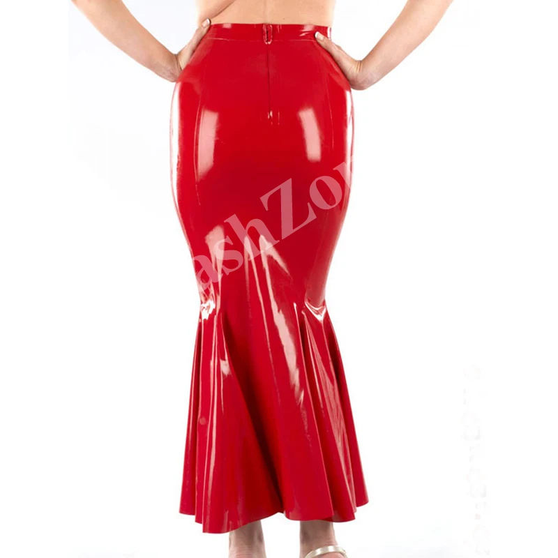 Бесплатная Доставка! Женская красная латексная юбка рыбий хвост |