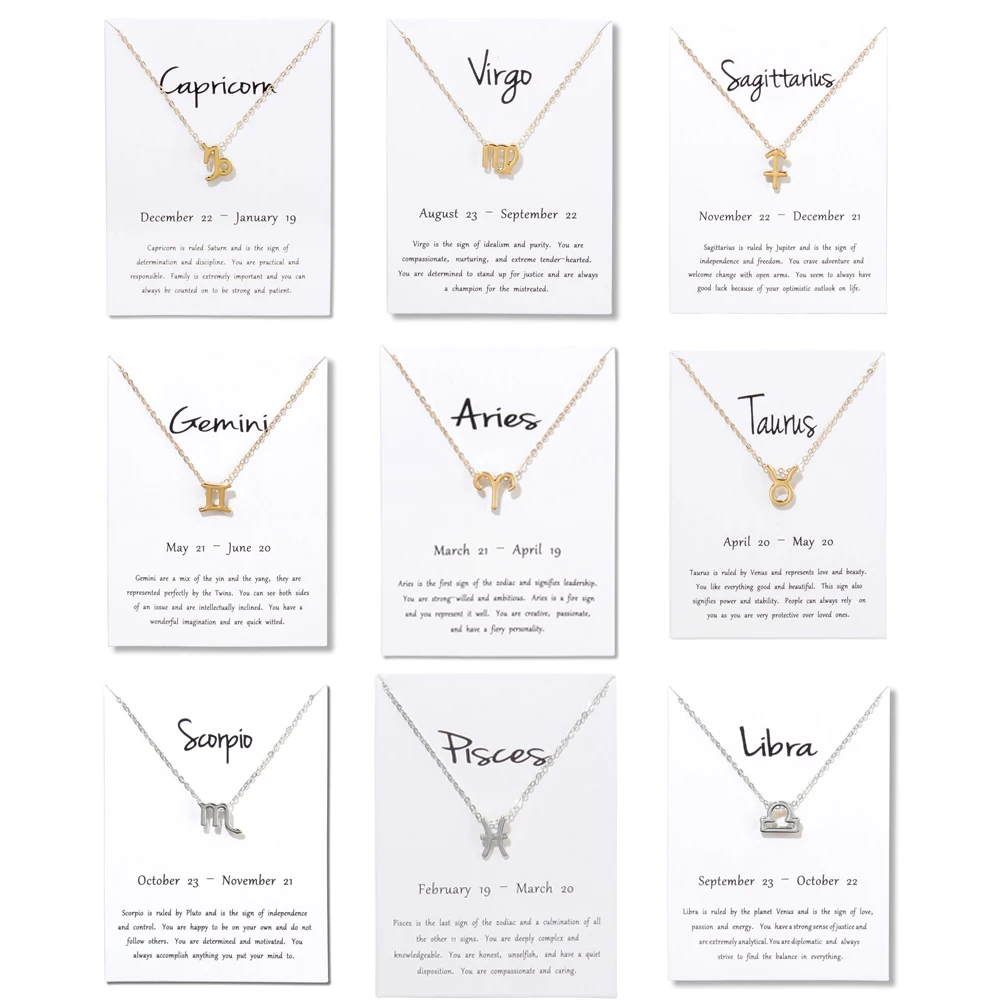 12 созвездий ожерелье кулон Овен Телец Gemini рак Leo Virgo Libra Скорпион Стрелец козерн