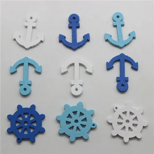 mini anchor 50 шт. смешанные милые Мультяшные животные деревянные пуговицы 2 отверстия Скрапбукинг ремесла DIY Швейные аксессуары украшения принадлежности - Цвет: mini anchor