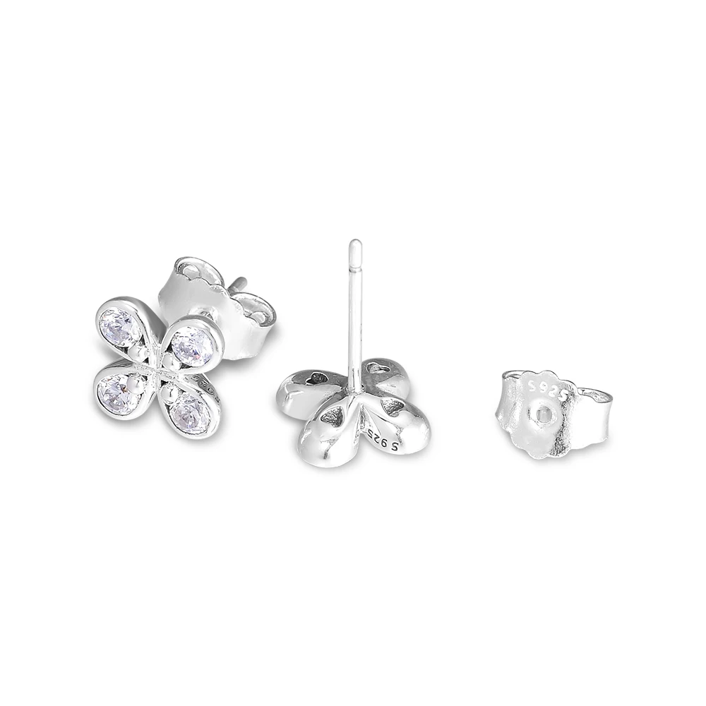 

Four-Petal Flowes Stud Earring 100% 925 Sterling-Silver-Jewelry Free Shipping