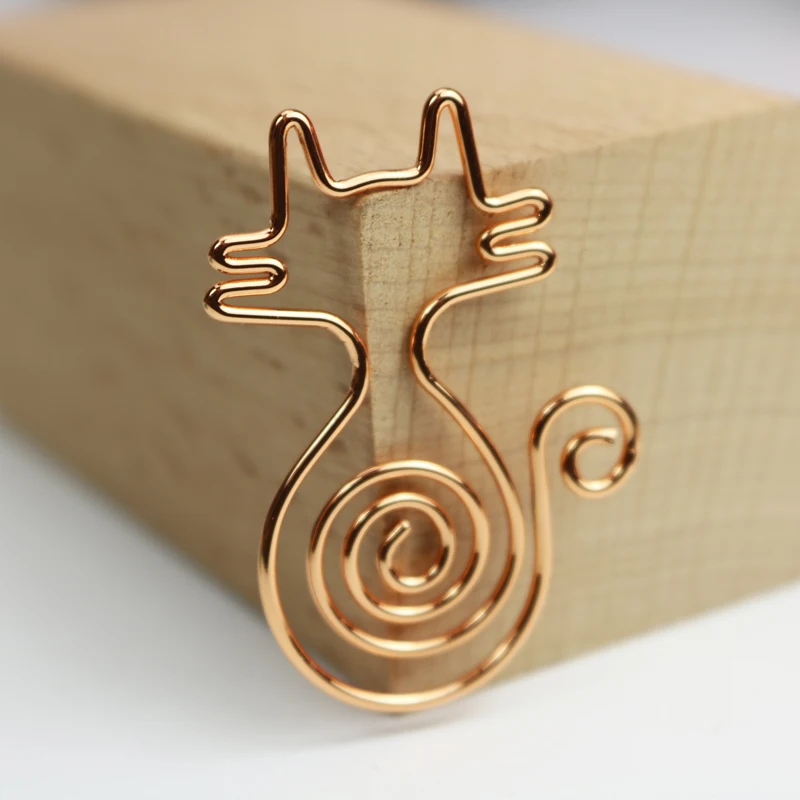 

New Rose Gold 8pcs/box Kawaii Cat Paper Clips Bookmark Planner Tools Scrapbooking Tools Metal Binder Paperclip