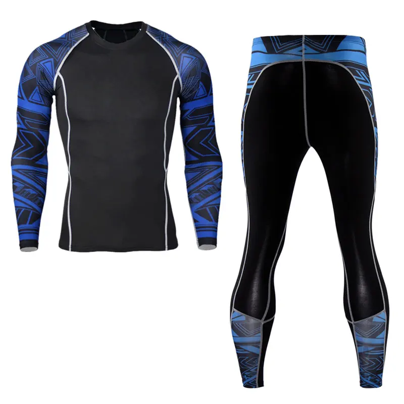 

S-4XL warm men's tracksuit 2018 MMA rash guard men's training long sleeve thermal knitwear men crossfit clothing