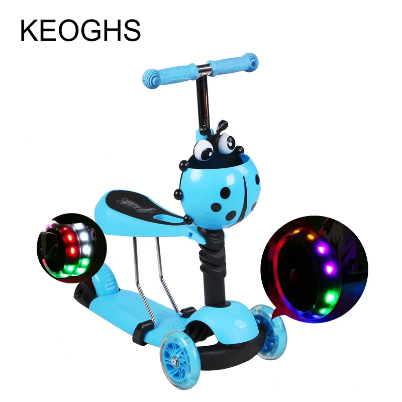 

Children's scooter baby 3in1 PU 3wheels flashing outdoor sports Bodybuilding