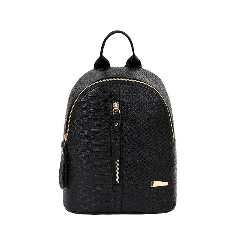 Женский рюкзак из ПУ кожи крокодила популярный однотонный школьный ранец для