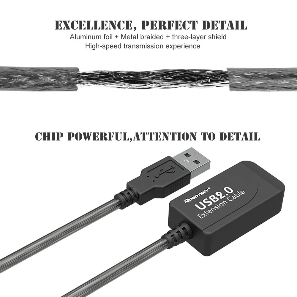 5/10/15/20 м USB 2,0 кабель-удлинитель для один/двойной сигнал усиления подключается Беспроводной скорость передачи данных в локальной сети линия передачи данных для Win 7 8 10 Mac