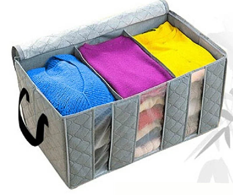 

65L Foldable Storage Bag Clothes Blanket Closet Sweater Organizer Box Charcoal