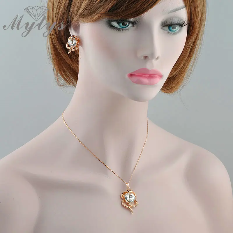 Mytys набор ювелирных изделий в виде змеи ожерелье и серьги GP N1341 | Украшения