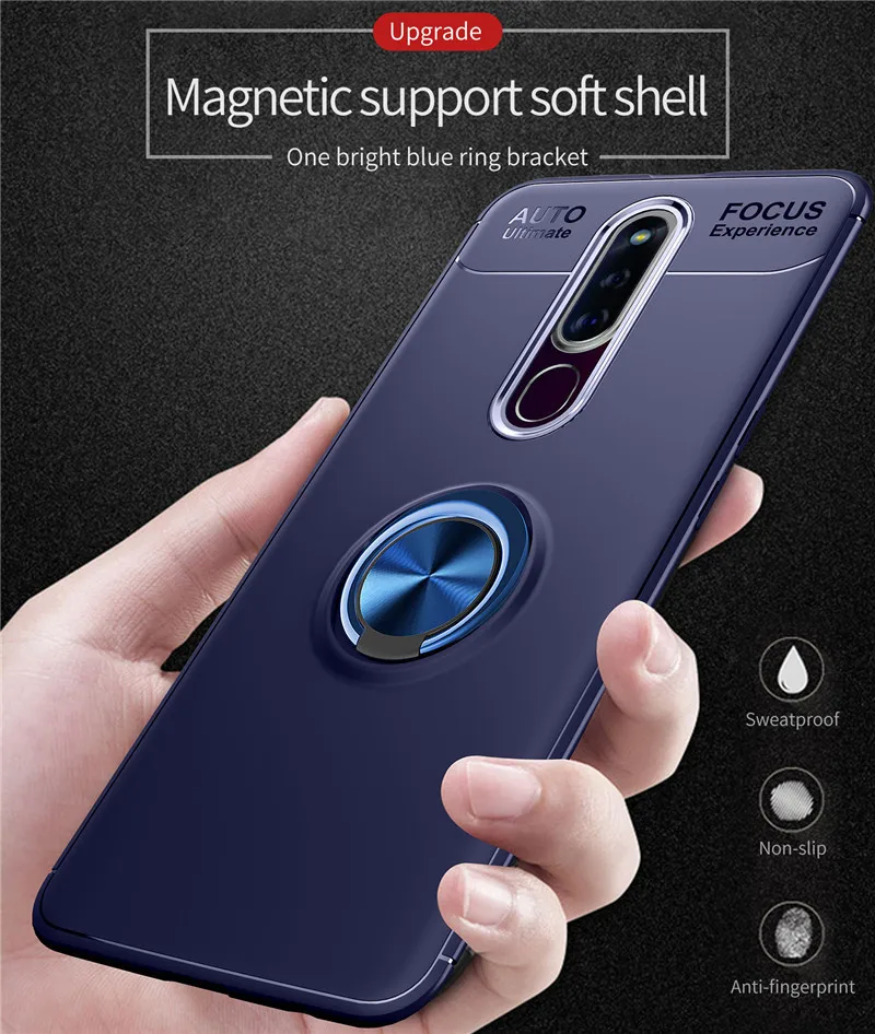 Чехол для OPPO F11 Pro Ударопрочный Мягкий чехол Oppo Reno 10x Zoom магнитный держатель кольца