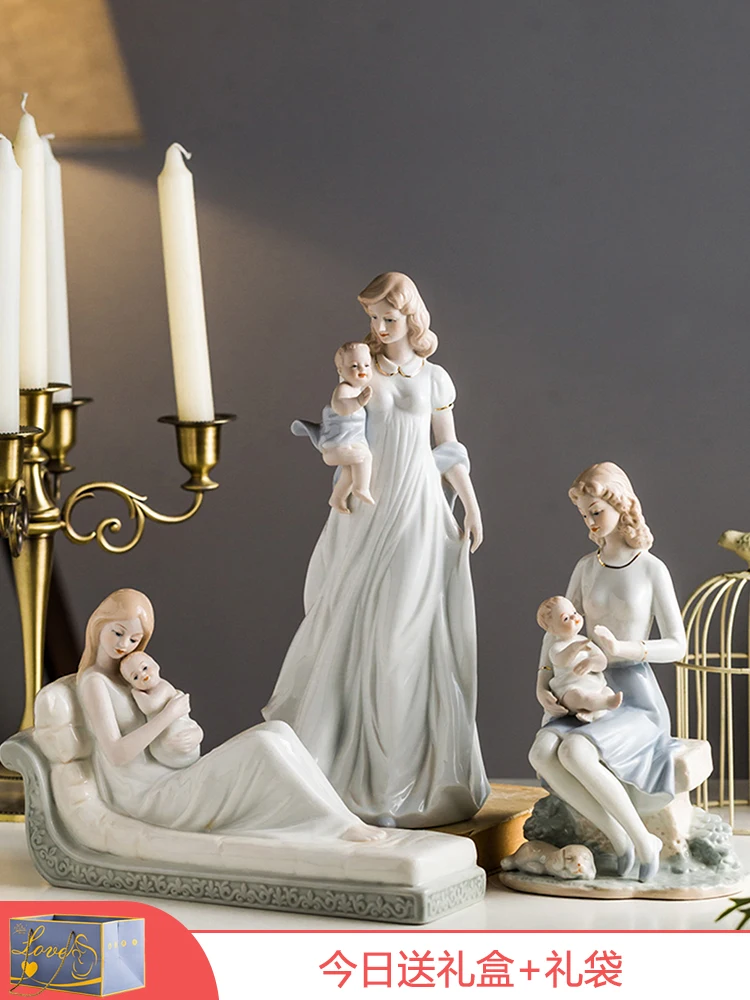 

European Creative Art Living Room Studio Decoration Warm Mother-child Full Moon Gift For Mother's Day