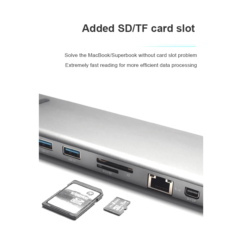 Ingelon многофункциональная 11 в 1 концентратор USB Type C док станция для MacBook алюминий