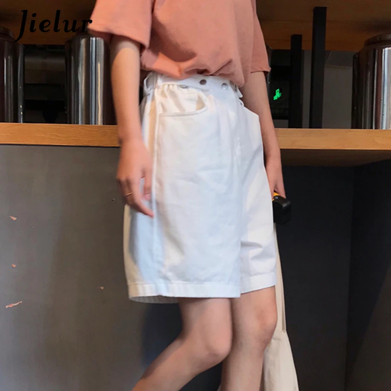 Jielur Capris Women Loose Casual Wide Leg High Waist Pockets 3 Colors Womans Short Harajuku Chic Feminino New 2019 Summer | Женская
