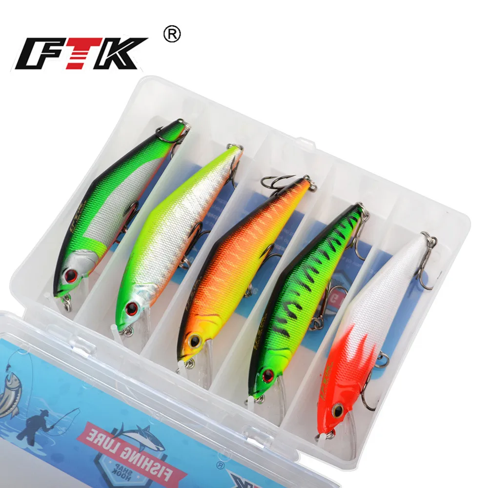 Набор рыболовных приманок FTK в форме гольяна 5 шт./лот профессиональная плавающая