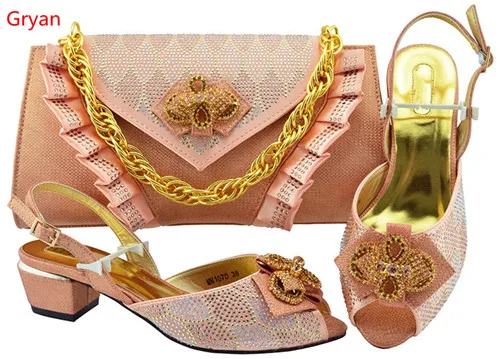 Gryan последние Стиль в африканском стиле женская обувь и Комплект с сумочкой тон