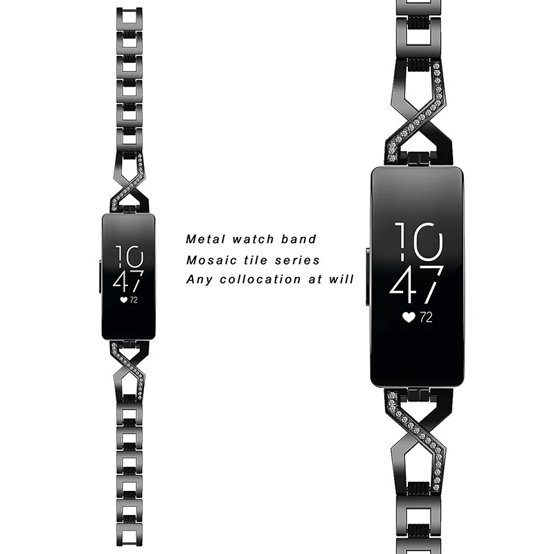 Ремешок для часов из нержавеющей стали для Fitbit inspire/inspire HR замена Алмазный металлический ремешок полый Браслет для Fitbit inspire