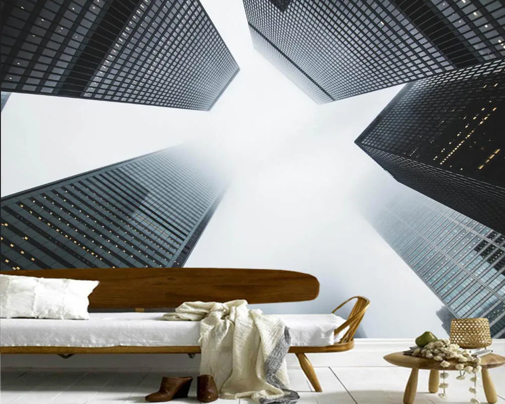 

3d обои Papel de pared skyскребки City, фотообои для гостиной, дивана, телевизора, спальни, бара, настенные бумаги, домашний декор, фрески
